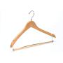 Amber Home Contoured Wooden Hangers Sturdy Wood Suit Coat Clothes Hangers Clothing Hangers with Locking Bar Chrome Hook Pack of 5 (Natural) (Renewed)