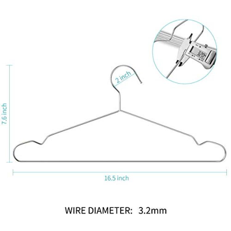 Timmy Wire Hangers 40 Pack Stainless Steel Strong Metal Wire Hangers Clothes