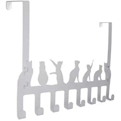 FRTWEY Over The Door Hook Hanger Organizer Rack, Heavy Duty Cat Storage for Hanging Clothes, Towels, Coat, Purse, 8 - Hooks, Black FRTWEY Over The Door Hook Hanger Organizer Rack, Heavy Duty Cat Storage for Hanging Clothes, Towels, Coat, Purse, 8 - Hooks, Black