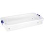 Homz Plastic Underbed Storage, Stackable Storage Bins with Blue Latching Handles, 60 Quart, Clear, 2-Pack Homz Plastic Underbed Storage, Stackable Storage Bins with Blue Latching Handles, 60 Quart, Clear, 2-Pack