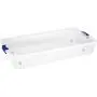 Homz Plastic Underbed Storage, Stackable Storage Bins with Blue Latching Handles, 60 Quart, Clear, 2-Pack