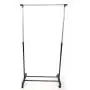 Simply-Me Clothes Garment Rack Rolling Portable Hanging Rack,Vertical Stretching Hanger Rail Stand Collapsible Clothing Rack Shelf with Lockable Wheel,Black & Silver