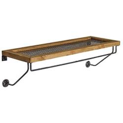 Industrial Shelf Unit with Clothing Bar,Iron and Wood Clothing Display Rack,Hanger Clothes Hanger Shelf (Size : 86x30x25cm)