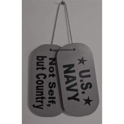 Replica Military Dog Tags - U.S. Navy, Not Self But Country - Retirement Gift - Wall Plaque - Navy - Wall Hanger - Veteran Decor