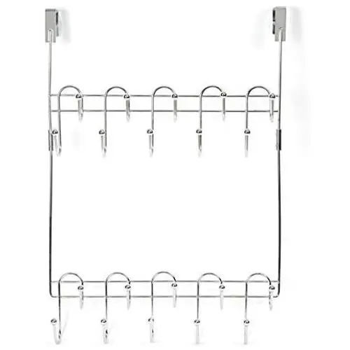 DoorShroom Door Clothing Hanger 20 Hook Modular Rack, Chrome