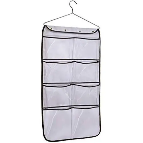 MISSLO Durable Hanging Closet Double Sided Bra Stocking Clothes Socks Organizer 15 Large Mesh Pockets, White