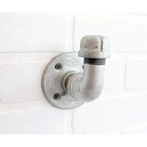 Galvanized Industrial Pipe Hooks Wall Art, Steampunk black pipe coat hook, towel hook, industrial hook, rustic coat rack, hanger, entryway hat hook