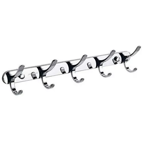 JOMOO 14 Inch Chrome Decorative Hooks for Hanging Coats On Walls Entryway Hooks for Towels Clothes Coat Rack with 5 Hangers,Wall Mounted