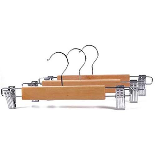 KYCPTNFJ Portable 5 PCS Multifunction Skirt Clip Solid Wood Clothes Hanger Pants Folder Anti-Skid Trousers Rack