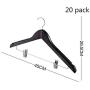 Iddefee Clothes Hanger Adult Wooden Hangers with Clips Non-Slip for Clothing Pants Skirt Clothes Hangers Everyday Standard Use Clothing Hangers 20 Pack Pants Hangers (Color : Black, Size : 45x26.5cm)