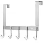 DOKU SUS 304 Stainless Steel Over-The-Door-Hooks, Back of The Door Hanger Bathroom Organizer Rack Heavy-Duty for Clothes Towels, Coats, Robes, Hats, Bags, Backpacks Hanging, Extended Hooks Easy To Use