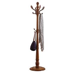 COAT RACK European Oak Floor Household Storage Hangers Assembly Single Pole Clothes Rack (Color : Antique color)