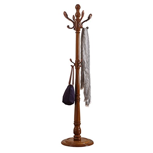 COAT RACK European Oak Floor Household Storage Hangers Assembly Single Pole Clothes Rack (Color : Antique color)