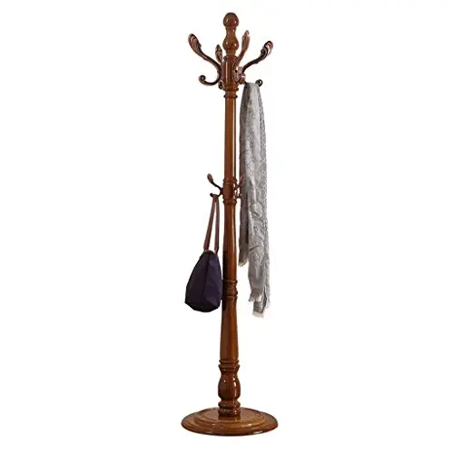 COAT RACK European Oak Floor Household Storage Hangers Assembly Single Pole Clothes Rack (Color : Antique color)