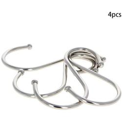 MroMax 4Pcs Stainless Steel S Hooks S Shaped Hook Hangers for Kitchen Bathroom Bedroom Storage Room Office Outdoor Multiple Uses Silver Tone