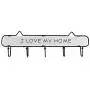 Cabilock Key Holder 1PC Vintage Iron Wooden Wall Hook I Love My Home Letters Storage Rack Cloth Hat Key Hanger (White)