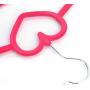 Mongjim 10pcs 42x23x0.5cm Heart Style Plastic Flocking Clothes Hangers Rose Red