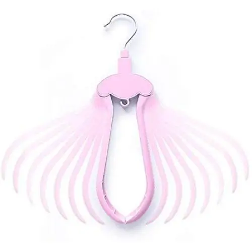 EvaroFly Multipurpose Magic Folding Hanger, No Trace Child Storage Clothes Hanger, Household Travel Camping -Pink 5 Pcs