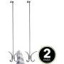mDesign Modern Metal Long, Easy Reach Over-The-Door 4 Prong Hanging Storage Organizer Hook to Hang Jackets, Coats, Robes, Clothing, Hats, Scarves, Purses, Leashes, Towels, 24" Tall, 2 Pack - Chrome