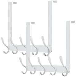 WEBI Over The Door Hook,Over The Door Towel Rack,Door Hanger Over Door Coat Rack Towel Hanger for Hanging Towels,Clothes,Bathroom,White,2 Packs