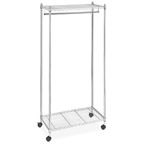 Whitmor Supreme Garment Rack - Double Shelf Rolling Clothes Organizer - Chrome