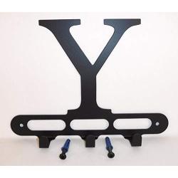 Capital Letter Y Monogram Wall Hook Hanger. Satin Black. Solid Steel. Screws Included.