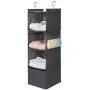 MAX Houser 4-Shelf Hanging Closet Organizer,Space Saver,Cloth Hanging Shelves with 2 Side Pockets,Foldable
