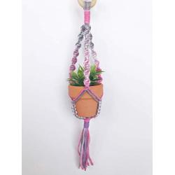 Mini Macrame Plant Hanger. Rear View Mirror Car Accessories. Car Rearview Mirror Plant Hangers