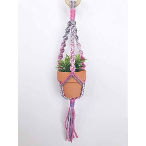 Mini Macrame Plant Hanger. Rear View Mirror Car Accessories. Car Rearview Mirror Plant Hangers