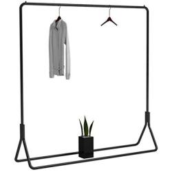 YKFU Metal Coat Rack Stand, Floor-Mounted Triangle Feet, Solid Clothes Hat Rack Hangers, Single Top Rod, Two Hooks On The Side, Suitable for Home Clothing Stores