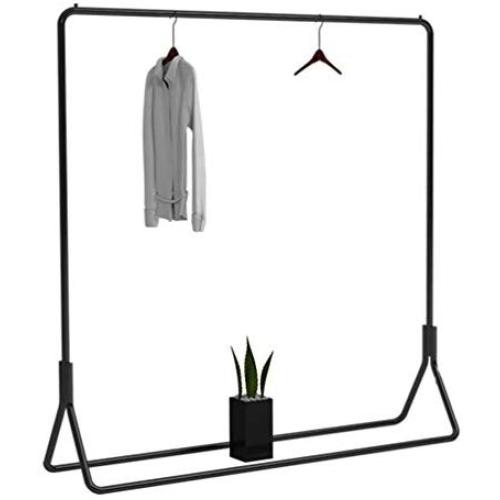 YKFU Metal Coat Rack Stand, Floor-Mounted Triangle Feet, Solid Clothes Hat Rack Hangers, Single Top Rod, Two Hooks On The Side, Suitable for Home Clothing Stores