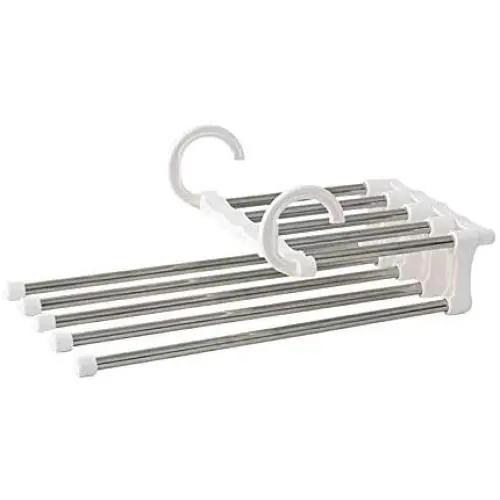 Grey990 Stainless Steel Multi-Layer Clothes Pants Hangers Wardrobe Jeans Storage Rack White