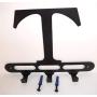 Capital Letter T Monogram Wall Hook Hanger. Satin Black. Solid Steel. Screws Included.