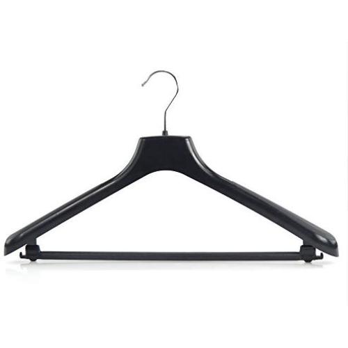 HANGERWORLD 5 Black 17.8inch Plastic Coat Clothes Garment Pant Skirt Bar Hangers 1.96inch Shoulder Support
