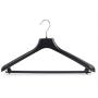 HANGERWORLD 5 Black 17.8inch Plastic Coat Clothes Garment Pant Skirt Bar Hangers 1.96inch Shoulder Support