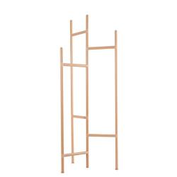 BAOYOUNI Foldable Coat Garment Rack Hall Tree Indoor Entryway Standing Laundry Clothes Hats Bags Hanger Corner Shelves Space Saver, Adjustable Feet (Wood Color)