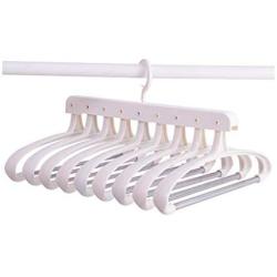 HJYPYJ Magic Clothes Hangers, 9 in 1 Stainless Steel + ABS Rotating Hanger, Space Saving Hanger Organiser, Suitable for Cloakroom and Wardrobe/White / 3 Pcs