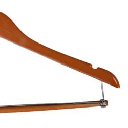 Pillowtex Wood Coat Clothes Closet Hanger w/Locking Bar - Set of 5 Cherry Finish Hangers