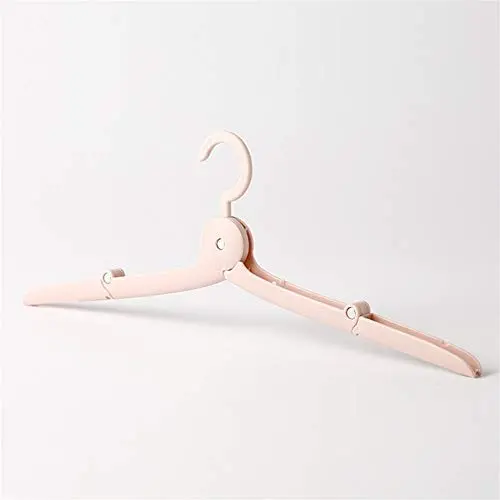 Clothes Racks Mini Folding Hanger Portable Traveling Clothes Hanger Windproof Non-Slip Drying Hanger, 20pcs, Standard Hangers (Color : Pink)
