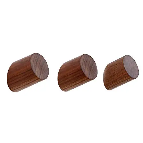 Anjuer Natural Wooden Wall Coat Hooks Hat Hanger Towel Rack Home Vintage Single Organizer Hangers, Handmade Craft Black Walnut 3 pcs