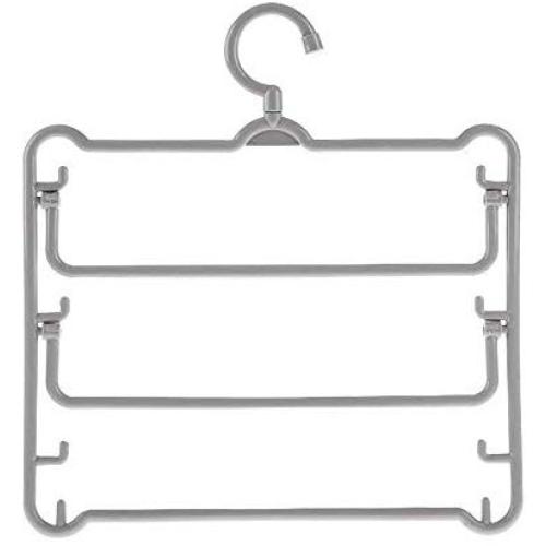 WAXT Hangers Pack of 4 Clothes Pants Hangers 5 Layers PP Pant Slack Hangers Closet Storage Organizer Gray Non-Slip Suit Hangers (Color : Gray, Size : 3335cm)