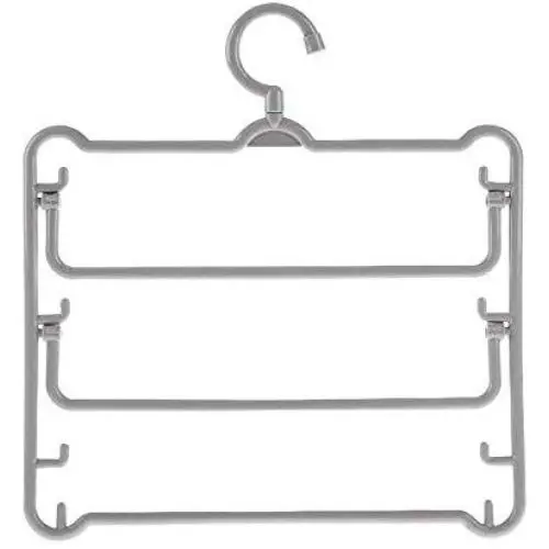 WAXT Hangers Pack of 4 Clothes Pants Hangers 5 Layers PP Pant Slack Hangers Closet Storage Organizer Gray Non-Slip Suit Hangers (Color : Gray, Size : 3335cm)
