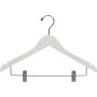 The Great American Hanger Company White Wooden Combo Hangers with Adjustable Cushion Clips, (Box of 50) Space Saving Flat 17 Inch Hanger with Chrome Swivel Hook & Notches