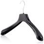 HANGERWORLD 10 Black 16.5inch Plastic Coat Clothes Suit Garment Top Hangers with 1.57inch Wide Shoulder Support