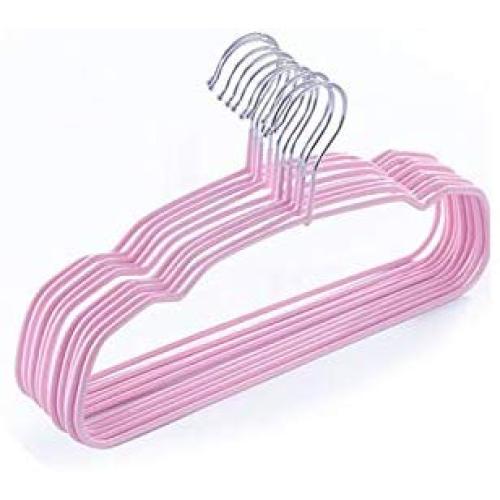 10Pcs/Set 3018Cm Candy Colored Children Clothes Hanger Drying Rack Anti Skid Durable Coat Storage Hangers,Pink