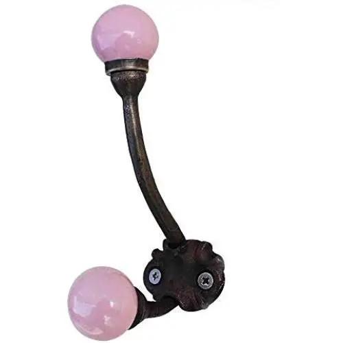 Indianshelf Handmade 1 Artistic Vintage Pink Iron Solid Rail Hooks Hangers/Towel Holder Kitchen Indianshelf Handmade 1 Artistic Vintage Pink Iron Solid Rail Hooks Hangers/Towel Holder Kitchen