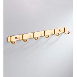 Cxjff Wall-Mounted Coat Rack Clothes Hat Stand Hanger Holder Decoration 6 Hooks Space Aluminum, 45 4 1.8CM (Color : Gold)