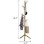 Ellymi Sturdy Iron Art Coat Rack, Hat Jacket Stand Tree Holder Hanger Wood Color Triangle Base Entryway Hall Tree Coat Tree for Hat Clothes Purse Scarves Handbags 50x50x175cm Simple Clothes Rack