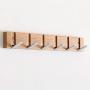 WD Oak Wood Wall-Mounted Coat Hook, Iron Wall Hooks Clothes Hanger Organizer for Bedroom Foyer 50x7x2cm