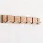 WD Oak Wood Wall-Mounted Coat Hook, Iron Wall Hooks Clothes Hanger Organizer for Bedroom Foyer 50x7x2cm